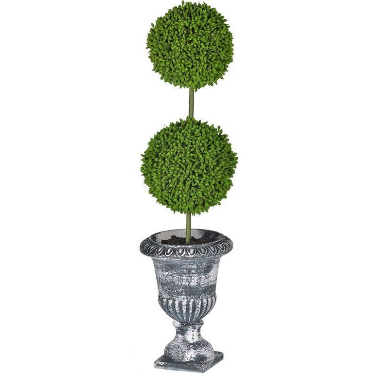 Декоративный искусственное растение Double boxwood Зеленый Бежевый Серый Декоративный искусственное растение Double boxwood Зеленый Бежевый Серый во Владивостоке | Loft Concept
