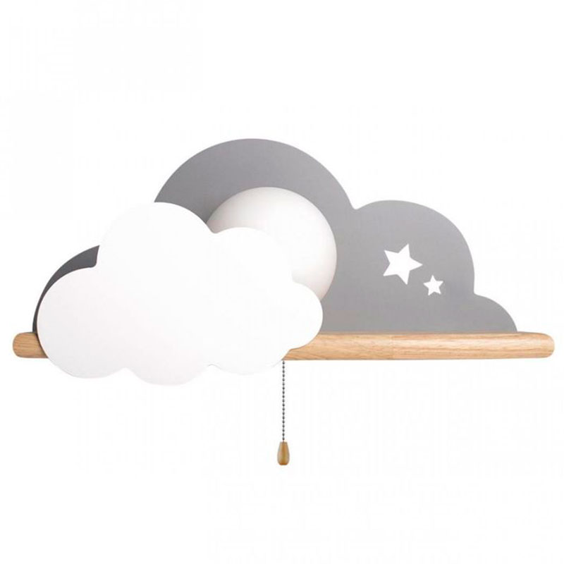 Бра с деревянной полкой серое Облако Wall Lamp Grey Cloud Серый Древесина Бра с деревянной полкой серое Облако Wall Lamp Grey Cloud Серый Древесина во Владивостоке | Loft Concept