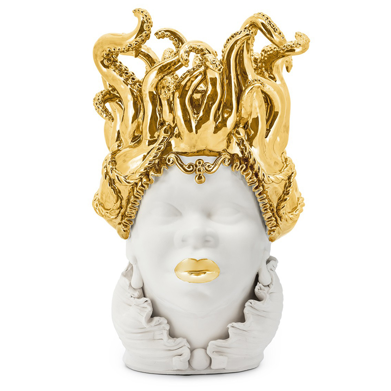 Ваза VASE MORO LADY TENTACLES Белый Глянцевое золото Ваза VASE MORO LADY TENTACLES Белый Глянцевое золото во Владивостоке | Loft Concept