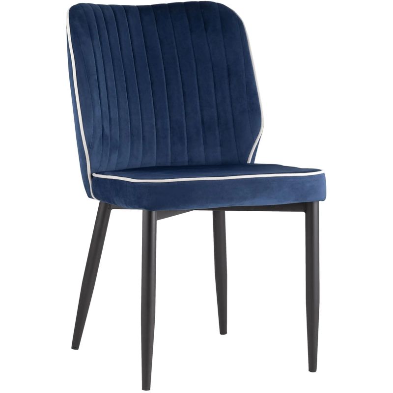 Стул Lawrence Chair Синий Велюр Белый кант Синий Белый Черный Стул Lawrence Chair Синий Велюр Белый кант Синий Белый Черный во Владивостоке | Loft Concept