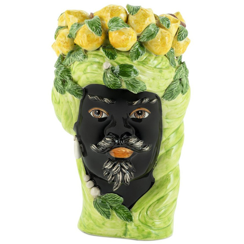 Ваза Vase Lemon Head Man Lime Салатовый Желтый Черный Ваза Vase Lemon Head Man Lime Салатовый Желтый Черный во Владивостоке | Loft Concept