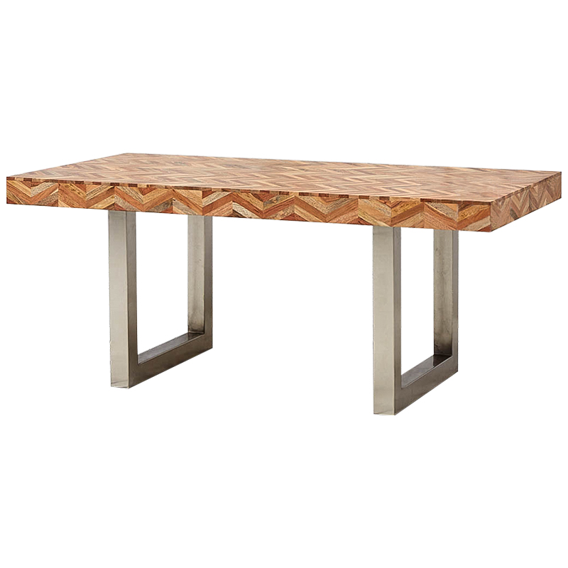 Обеденный стол Chevron Dining Table Древесина Коричневый Хром во Владивостоке | Loft Concept 