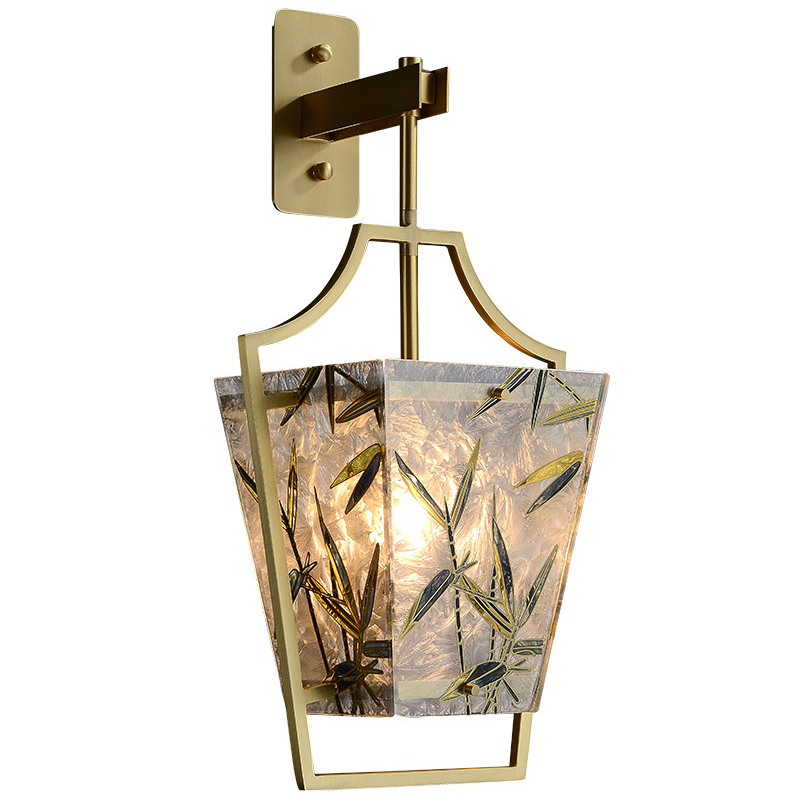 Бра витраж Бамбук  Glass bamboo Wall Lamp Латунь Зеленый во Владивостоке | Loft Concept 