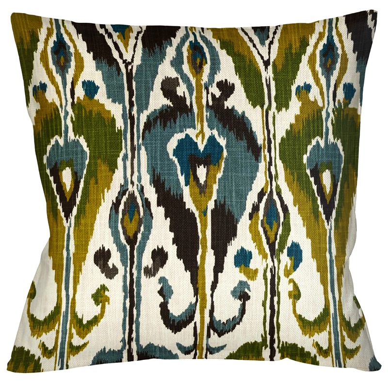 Декоративная подушка Ikat Pattern с бежевой оборотной стороной Темно-синий Декоративная подушка Ikat Pattern с бежевой оборотной стороной Темно-синий во Владивостоке | Loft Concept