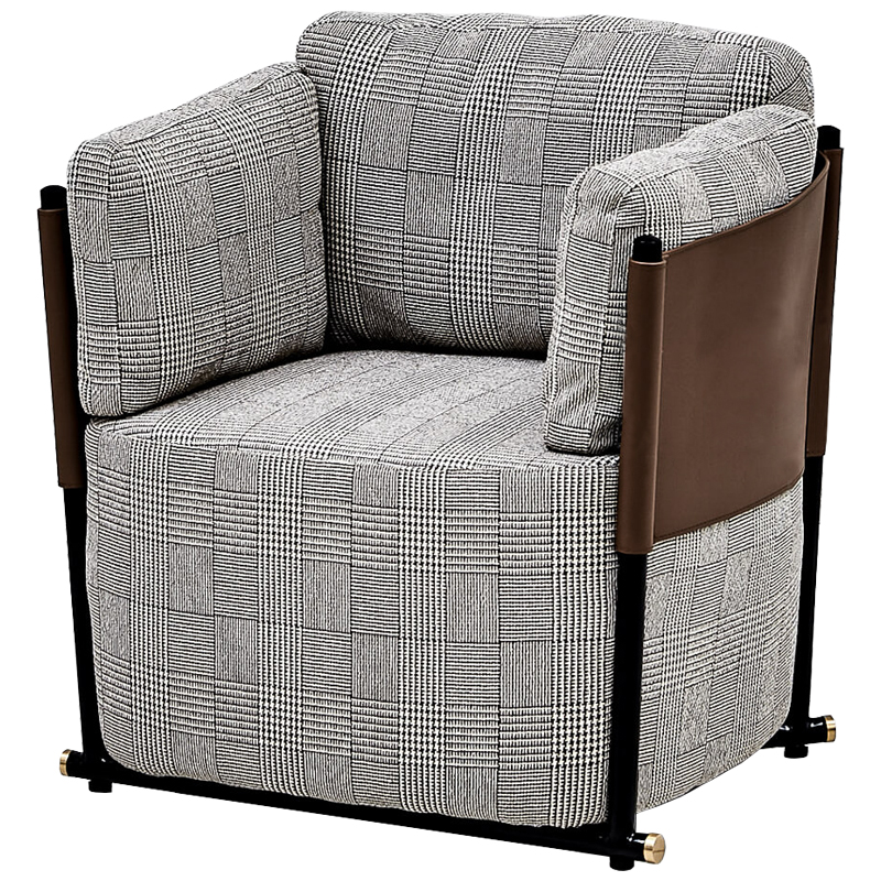 Кресло Furness Chair Черно-белый Коричневый Черный Кресло Furness Chair Черно-белый Коричневый Черный во Владивостоке | Loft Concept