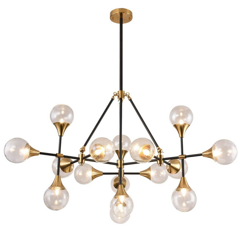 Люстра Baton Chandelier 16 Черный Прозрачное Стекло Латунь Люстра Baton Chandelier 16 Черный Прозрачное Стекло Латунь во Владивостоке | Loft Concept
