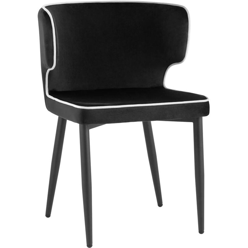 Стул Mateo Chair Черный Велюр с Белым кантом Черный Белый во Владивостоке | Loft Concept 