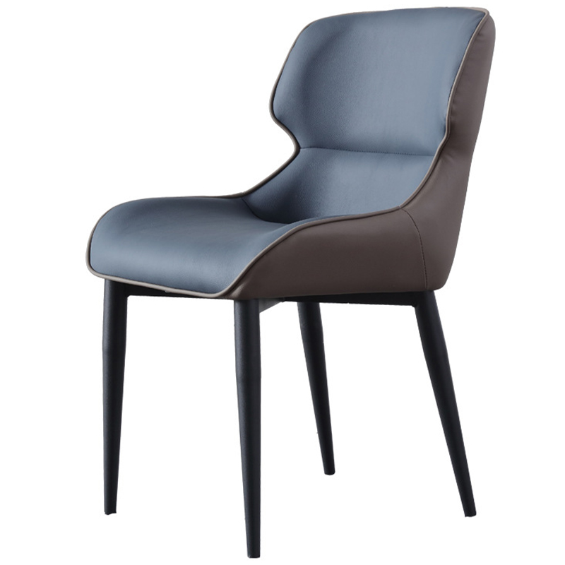 Стул с кожаной двухцветной обивкой Obrien Chair Blue and Grey Синий Серый Черный Стул с кожаной двухцветной обивкой Obrien Chair Blue and Grey Синий Серый Черный во Владивостоке | Loft Concept