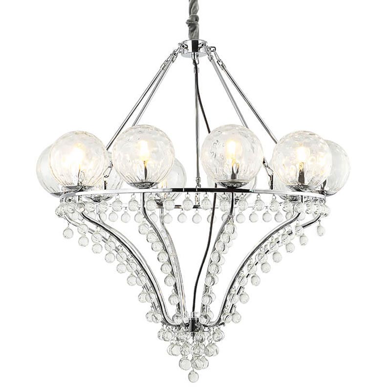 Люстра Melaine Chandelier chrome Хром Прозрачный (Transparent) Люстра Melaine Chandelier chrome Хром Прозрачный (Transparent) во Владивостоке | Loft Concept