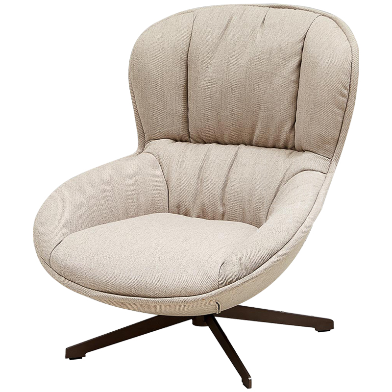 Кресло вращающееся бежевое Kemp Armchair Бежевый Коричневый во Владивостоке | Loft Concept 