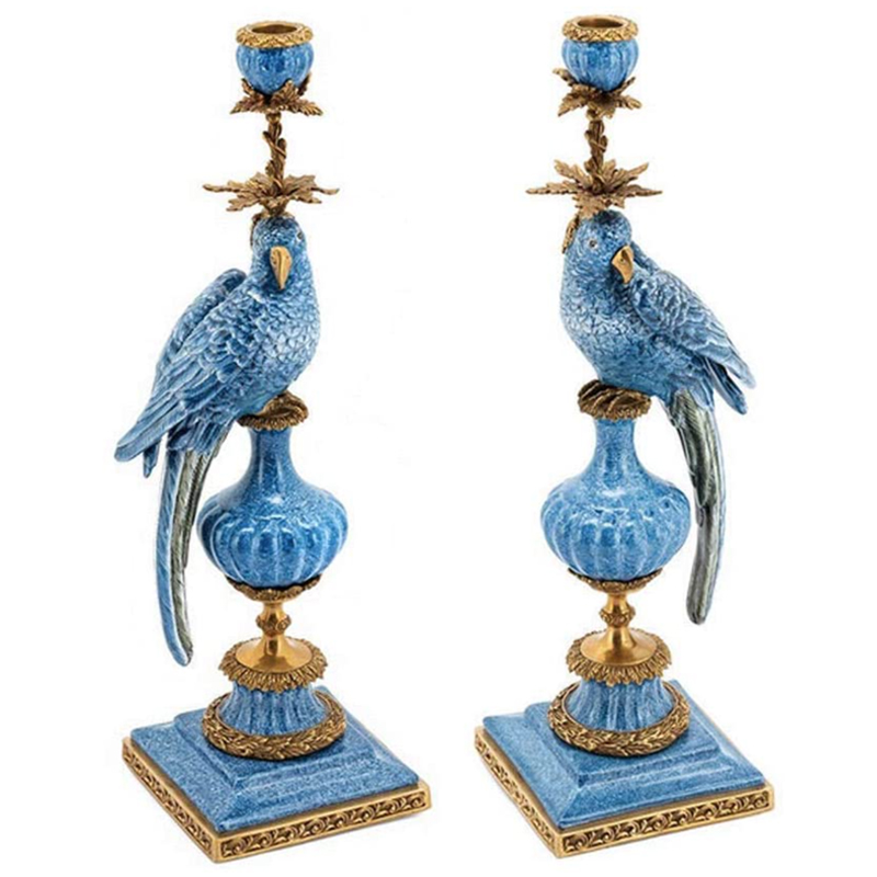 Подсвечник Abhika Candlen Parrot Atlantide Белый Синий Бронза Подсвечник Abhika Candlen Parrot Atlantide Белый Синий Бронза во Владивостоке | Loft Concept
