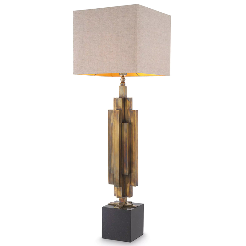 Настольная лампа Eichholtz Table Lamp Ellis Brass Черный Винтажная латунь Бежево-серый Настольная лампа Eichholtz Table Lamp Ellis Brass Черный Винтажная латунь Бежево-серый во Владивостоке | Loft Concept