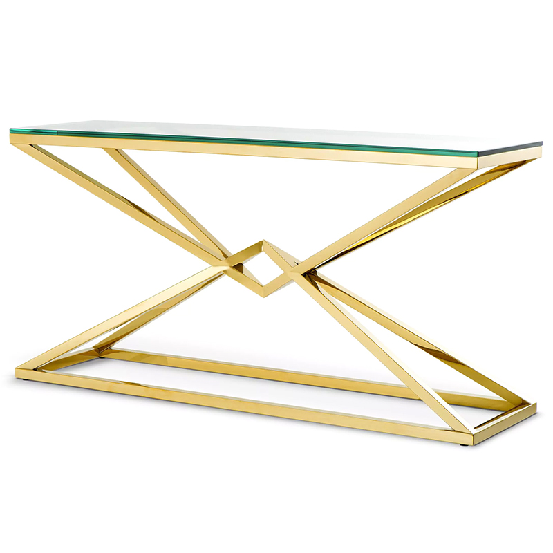 Консоль Eichholtz Console Table Connor L Прозрачное Стекло Глянцевое золото Консоль Eichholtz Console Table Connor L Прозрачное Стекло Глянцевое золото во Владивостоке | Loft Concept