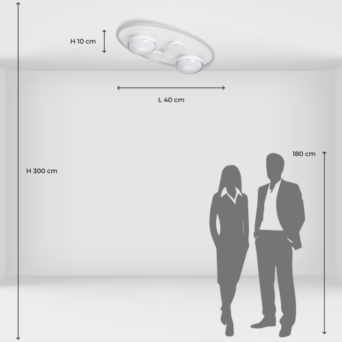 Потолочный светильник овальной формы белого цвета с 4-мя лампами Lunar Pebbles во Владивостоке