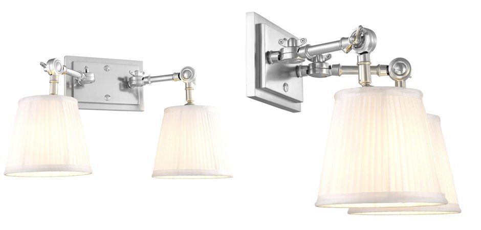 Бра Wall Lamp Wentworth Double Nickel+White Бра Wall Lamp Wentworth Double Nickel+White - Loft-Concept во Владивостоке