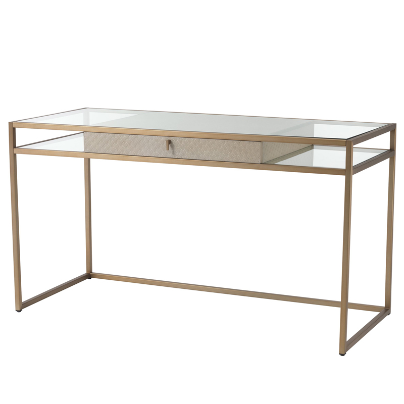 Рабочий стол Eichholtz Desk Napa Valley oak Матовая латунь Бежевый Прозрачный Рабочий стол Eichholtz Desk Napa Valley oak Матовая латунь Бежевый Прозрачный во Владивостоке | Loft Concept