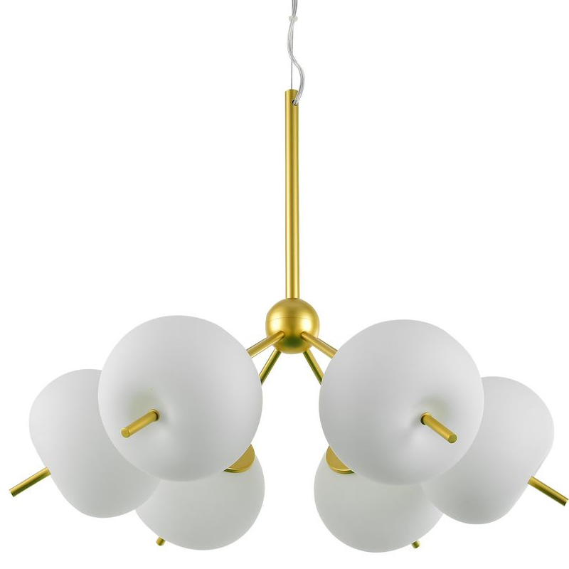 Люстра White ball brass Louise 6 Белое матовое стекло Латунь Люстра White ball brass Louise 6 Белое матовое стекло Латунь во Владивостоке | Loft Concept