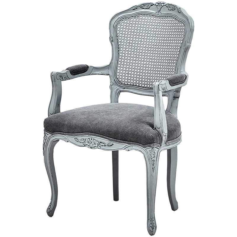 Стул с подлокотниками Maria Antoinette Stool II Серый Светло-серый Стул с подлокотниками Maria Antoinette Stool II Серый Светло-серый во Владивостоке | Loft Concept