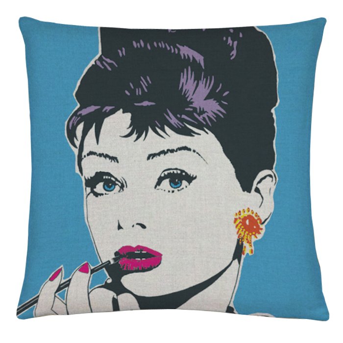 Декоративная подушка Audrey Hepburn #3 Синий Декоративная подушка Audrey Hepburn #3 Синий во Владивостоке | Loft Concept