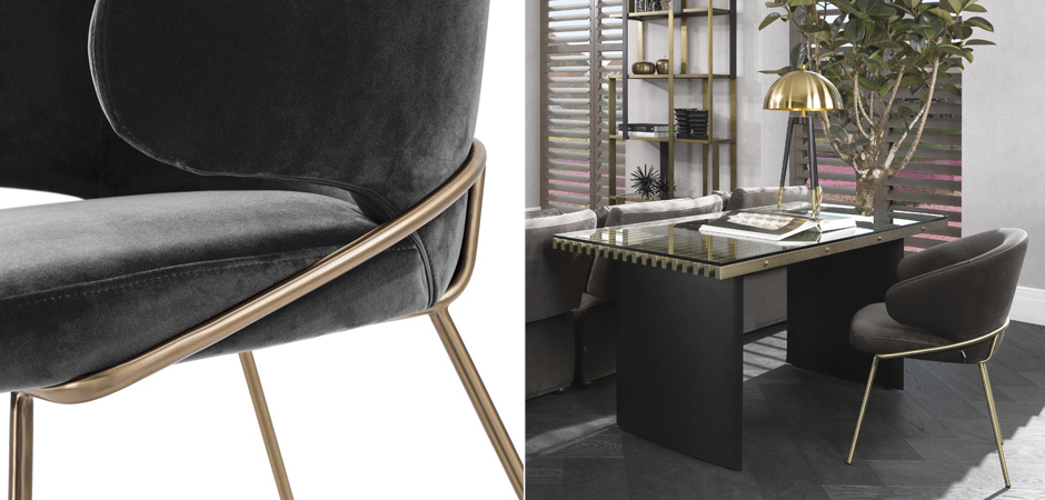 Стул Eichholtz Dining Chair Kinley dark grey Стул Eichholtz Dining Chair Kinley dark grey - Loft-Concept во Владивостоке