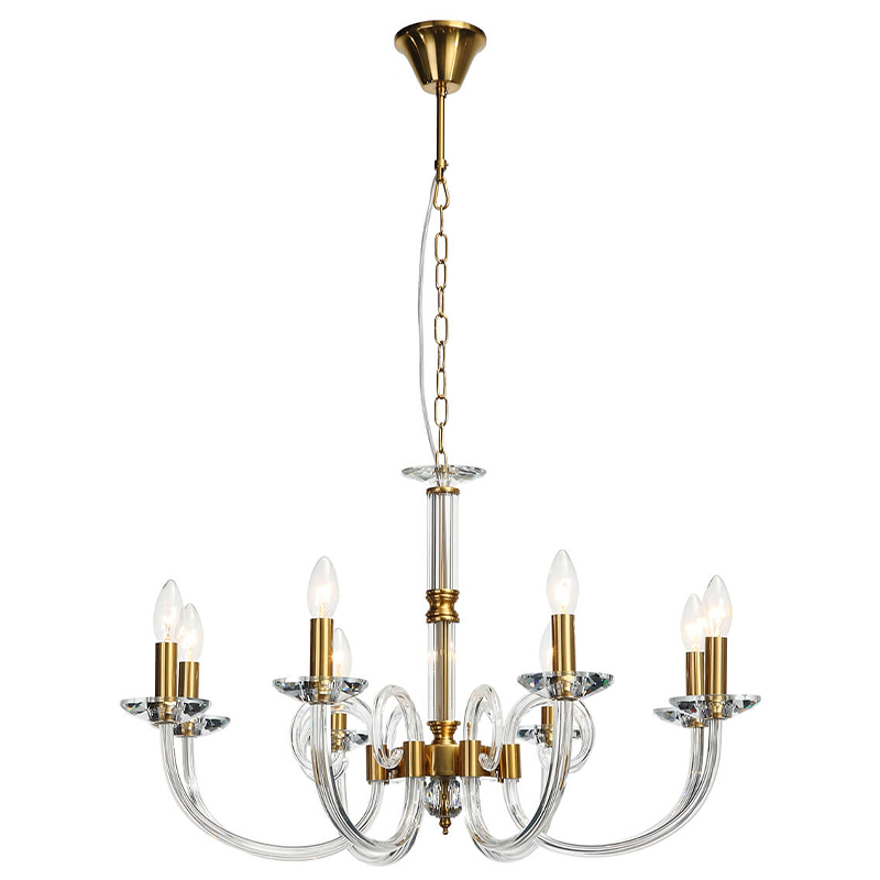 Люстра Twisted Glass Candles Chandelier Золотой Прозрачное Стекло Люстра Twisted Glass Candles Chandelier Золотой Прозрачное Стекло во Владивостоке | Loft Concept