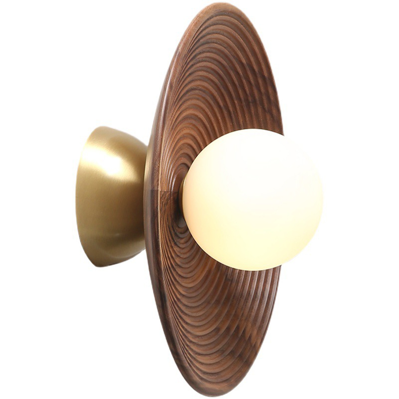 Бра Noya Wooden Wall Lamp Белый Коричневый Латунь сатинированная Бра Noya Wooden Wall Lamp Белый Коричневый Латунь сатинированная во Владивостоке | Loft Concept