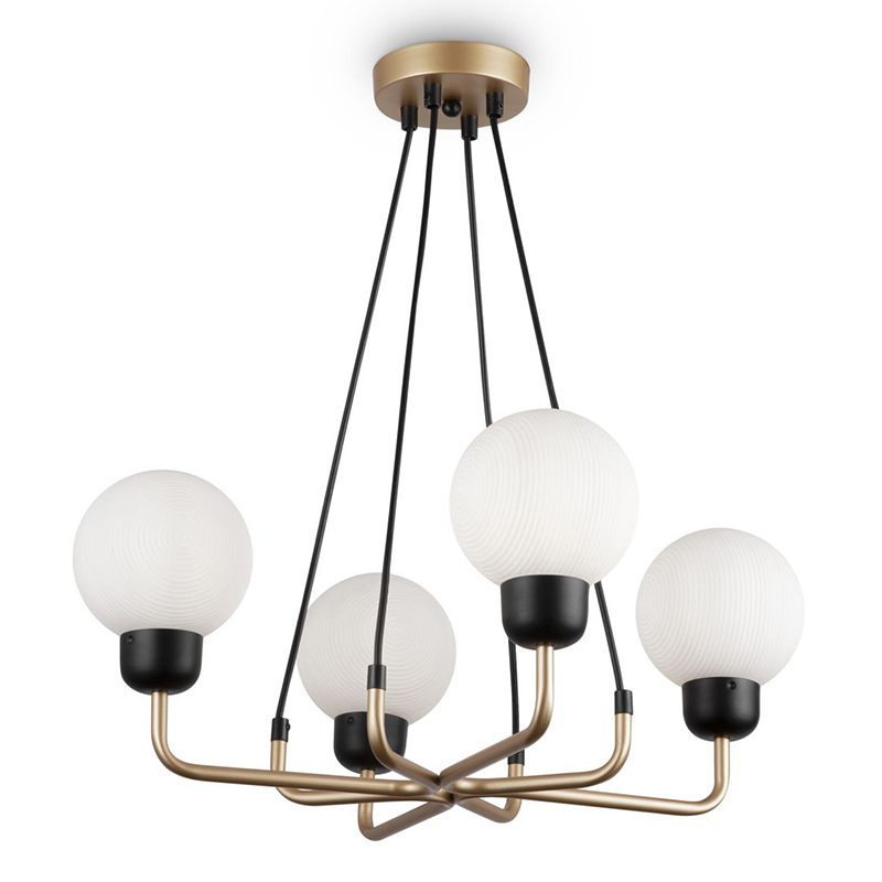 Люстра Andresa Chandelier 4 Balls Золотой Белое матовое стекло Люстра Andresa Chandelier 4 Balls Золотой Белое матовое стекло во Владивостоке | Loft Concept