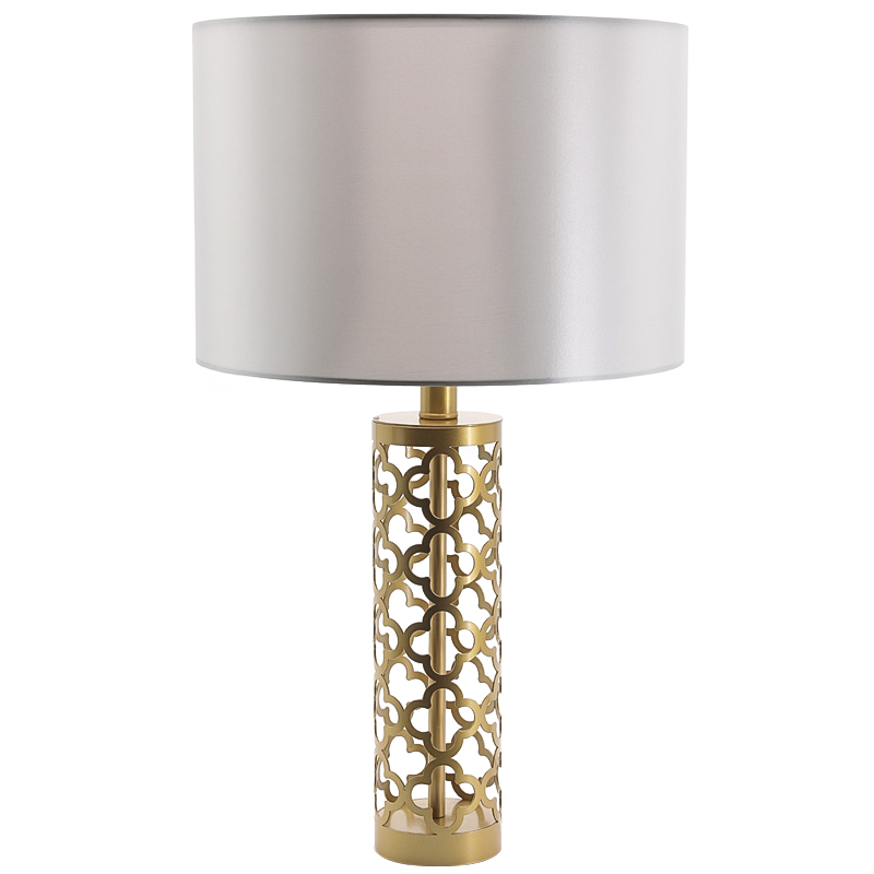 Настольная лампа Arabesque Quatrefoil Drum Table Lamp Золотой Серый Настольная лампа Arabesque Quatrefoil Drum Table Lamp Золотой Серый во Владивостоке | Loft Concept