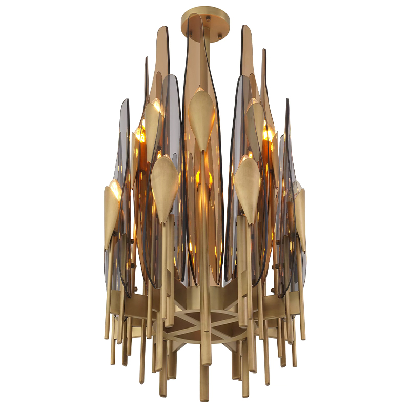 Люстра Eichholtz Chandelier Sky Vertical Латунь Стекло Смок Янтарный Люстра Eichholtz Chandelier Sky Vertical Латунь Стекло Смок Янтарный во Владивостоке | Loft Concept