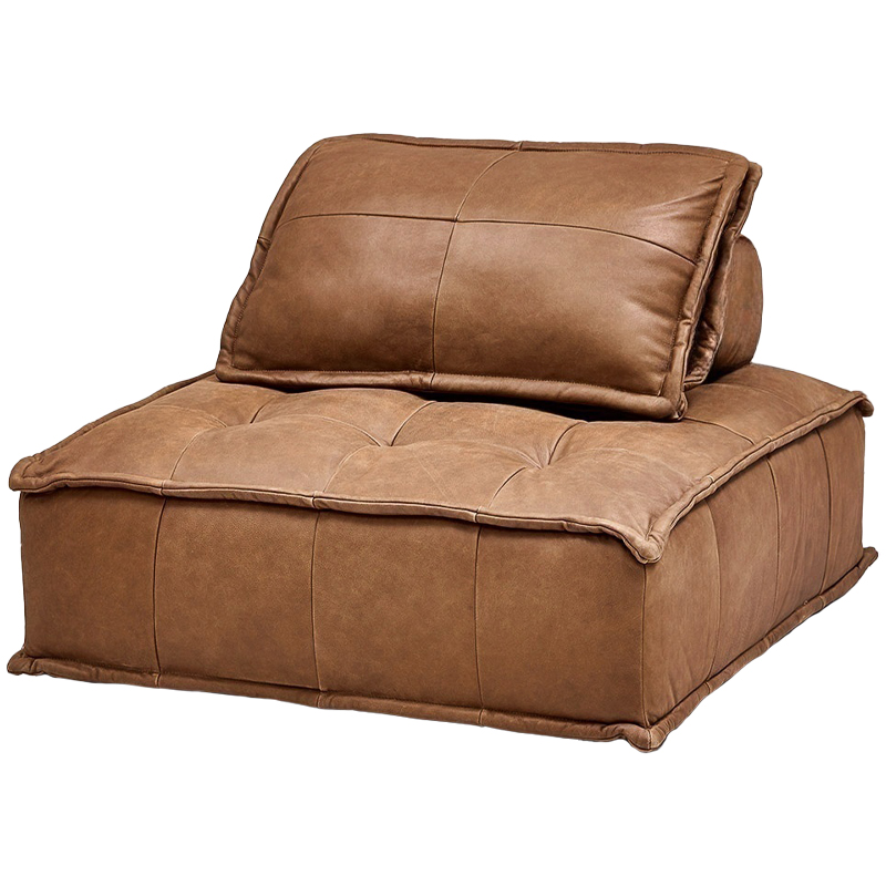 Модульное коричневое кожаное кресло Caron Leather Armchair Коричневый Модульное коричневое кожаное кресло Caron Leather Armchair Коричневый во Владивостоке | Loft Concept