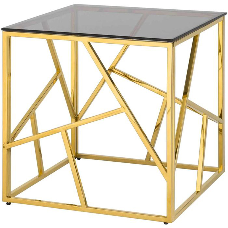 Стол приставной Geometry Serene Phoenix Gold Золотой Стекло Смок Стол приставной Geometry Serene Phoenix Gold Золотой Стекло Смок во Владивостоке | Loft Concept