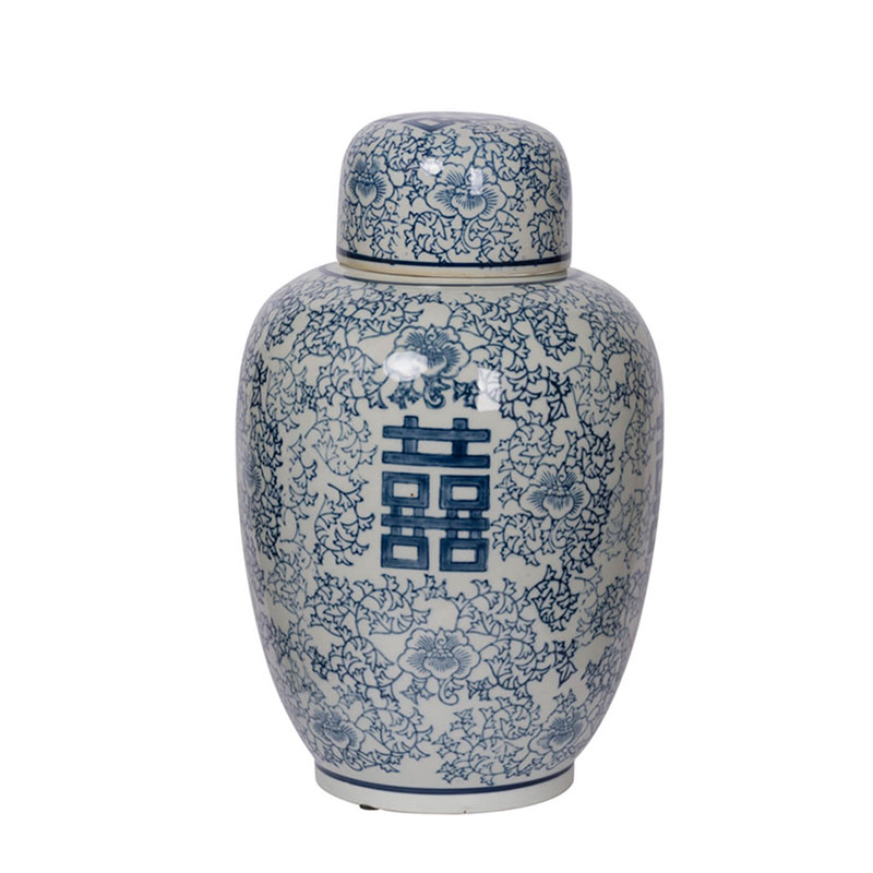 Китайская ваза c крышкой Blue & White Ornament Vase Белый Синий Китайская ваза c крышкой Blue & White Ornament Vase Белый Синий во Владивостоке | Loft Concept