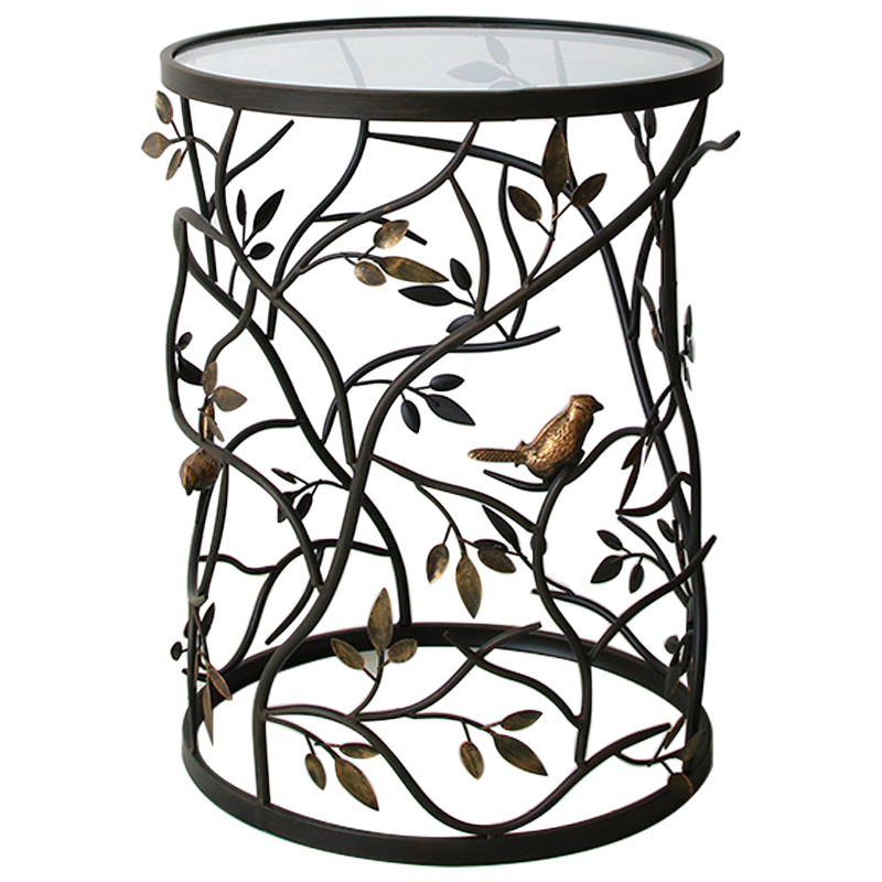 Приставной стол Ruairi Metal Leaves Side Table Черный Золотой Прозрачное Стекло Приставной стол Ruairi Metal Leaves Side Table Черный Золотой Прозрачное Стекло во Владивостоке | Loft Concept