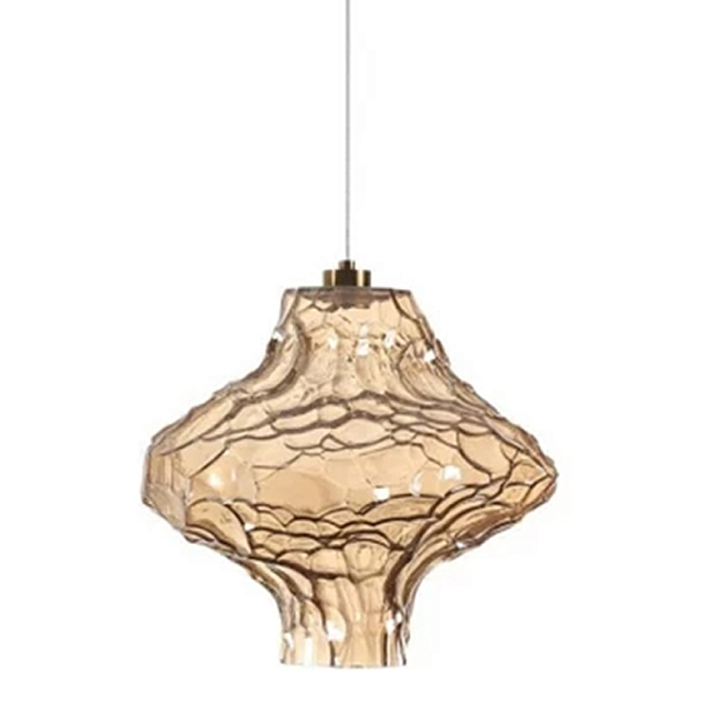 Подвесной светильник с плафоном из фактурного светло-янтарного стекла Light Ensemble Янтарный Бронза во Владивостоке | Loft Concept 