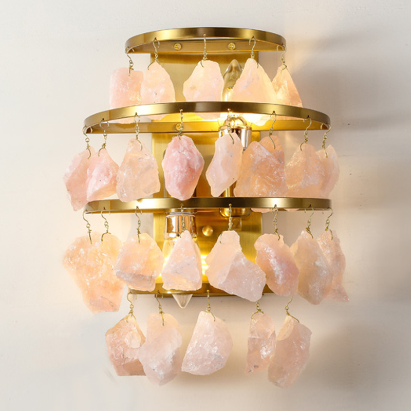 Hardis Pink stone Wall Lamp Латунь Дымчатая Роза Hardis Pink stone Wall Lamp Латунь Дымчатая Роза во Владивостоке | Loft Concept