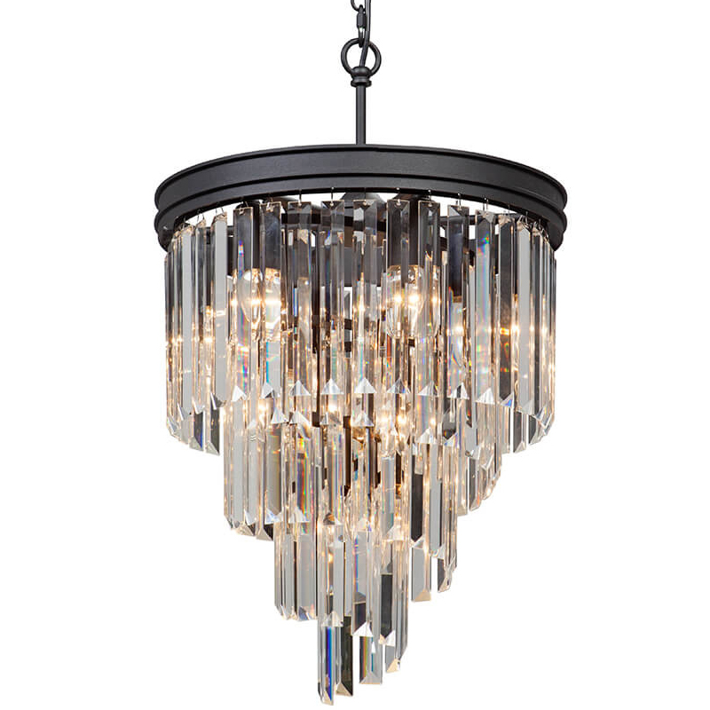 Люстра Odeon Chandelier Helix Black каскад прозрачное стекло  D 48 Прозрачное Стекло Черный матовый во Владивостоке | Loft Concept 