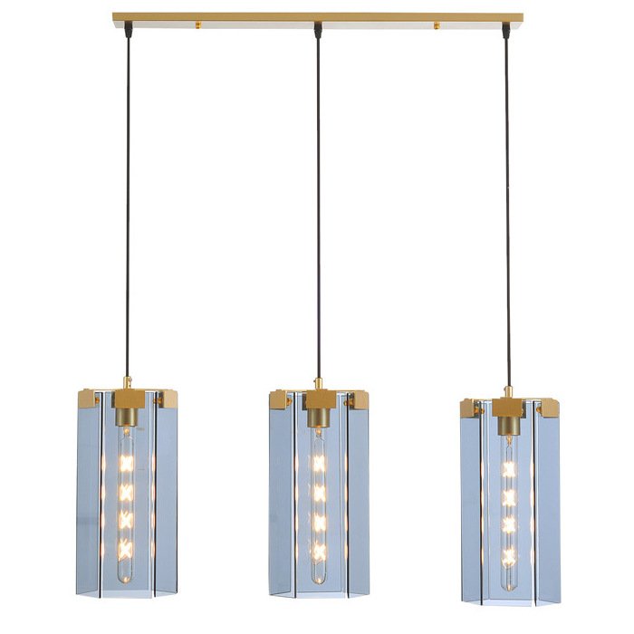 Люстра Rectangle Gray Glass Pendant Lamp 3 Золотой Прозрачное Стекло Люстра Rectangle Gray Glass Pendant Lamp 3 Золотой Прозрачное Стекло во Владивостоке | Loft Concept