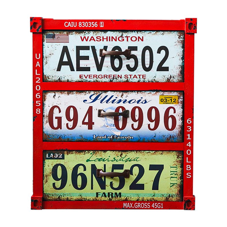 Тумба Car Plate Numbers Красный Мульти Тумба Car Plate Numbers Красный Мульти во Владивостоке | Loft Concept