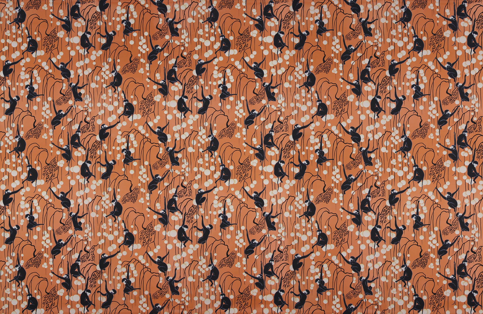 Обои ручная роспись Deco Monkeys Terracotta on dyed paper Обои ручная роспись Deco Monkeys Terracotta on dyed paper - постер Loft-Concept во Владивостоке