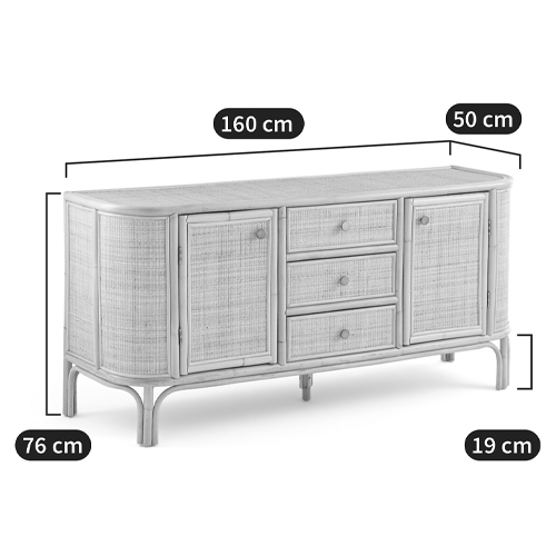 Длинный комод из ротанга с дверцами и ящиками Simone Rattan Chest of Drawers Длинный комод из ротанга с дверцами и ящиками Simone Rattan Chest of Drawers во Владивостоке