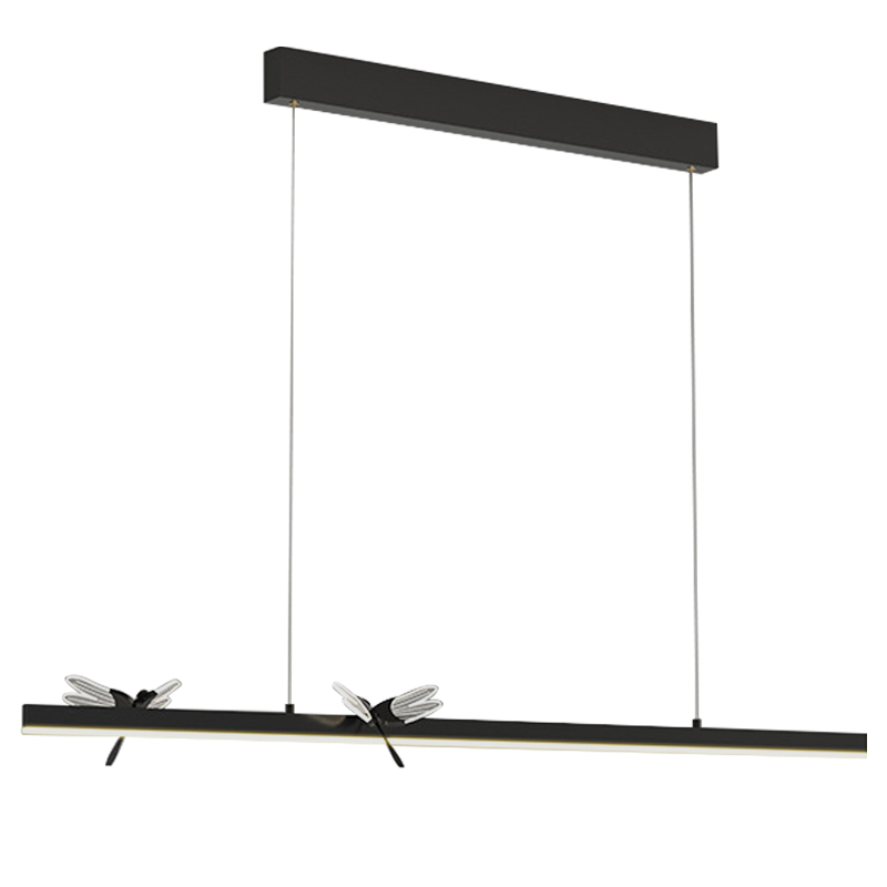 Линейный светильник со стрекозами Dragonfly Linear Chandelier Black Прозрачный Черный Линейный светильник со стрекозами Dragonfly Linear Chandelier Black Прозрачный Черный во Владивостоке | Loft Concept
