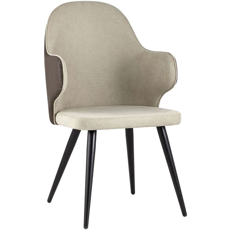 Стул Miruna Fabric and Leather Chair с Подлокотником Бежевый Коричневый Черный Стул Miruna Fabric and Leather Chair с Подлокотником Бежевый Коричневый Черный во Владивостоке | Loft Concept