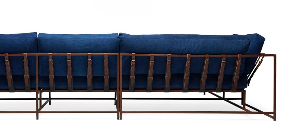 Угловой диван Indigo Denim and copper Sectional sofa Угловой диван Indigo Denim and copper Sectional sofa - Loft-Concept во Владивостоке