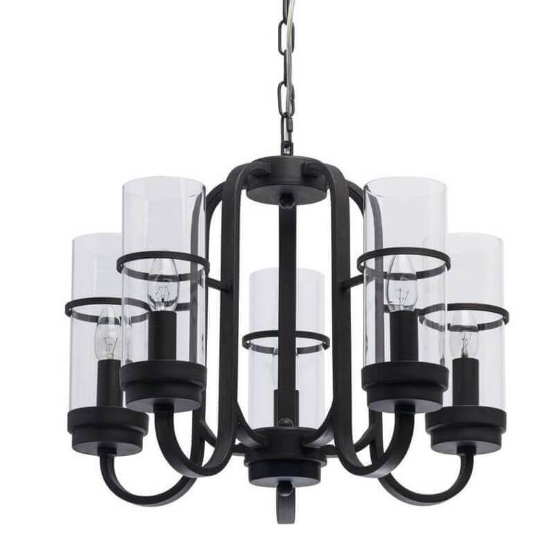 Люстра Glass Beaker lamps 5 Черный матовый Прозрачное Стекло во Владивостоке | Loft Concept 