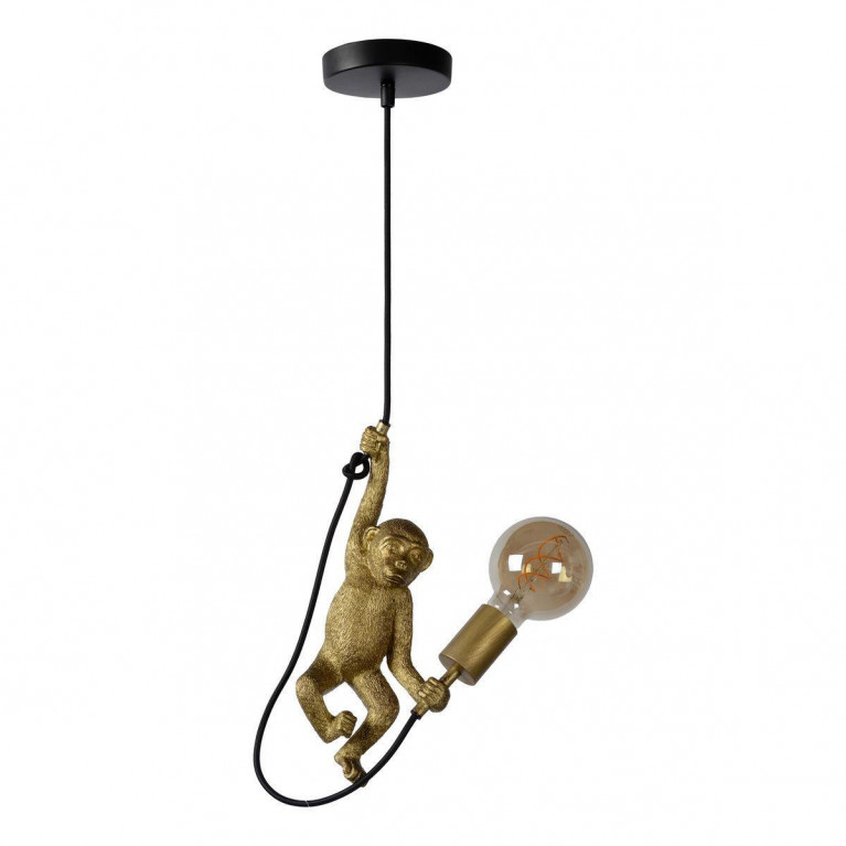 Подвесной светильник Monkey holding a light bulb Черный Золотой во Владивостоке | Loft Concept 