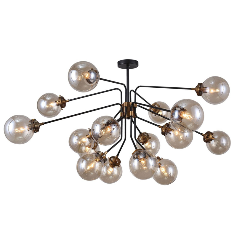 Большой Светильник Bistro Ceiling Globe 16 Черный Стекло Смок во Владивостоке | Loft Concept 