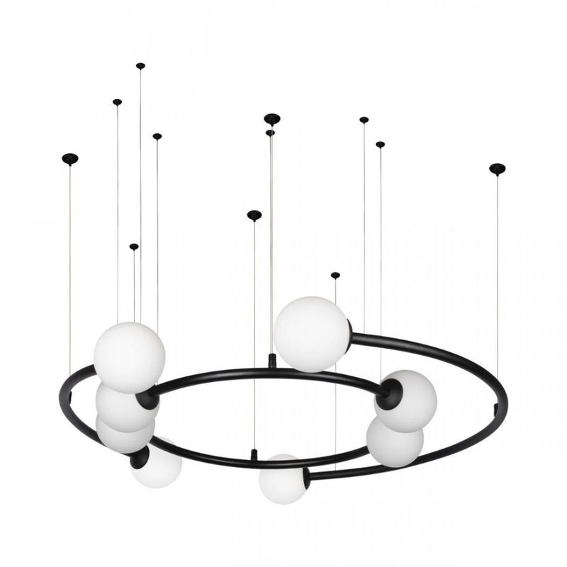 Дизайнерская Модульная Люстра PLANETARY two rings Black 80 см Белый Черный во Владивостоке | Loft Concept 