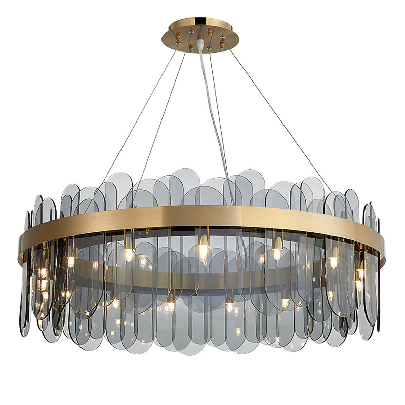 Люстра Blount Chandelier Smokey Латунь Стекло Смок Люстра Blount Chandelier Smokey Латунь Стекло Смок во Владивостоке | Loft Concept