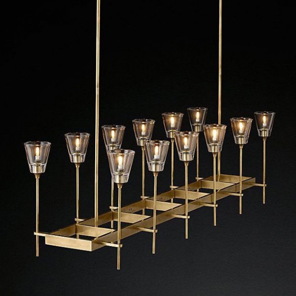 Люстра RH TORCHE DE VERRE Linear Chandelier 12 Латунь Люстра RH TORCHE DE VERRE Linear Chandelier 12 Латунь во Владивостоке | Loft Concept