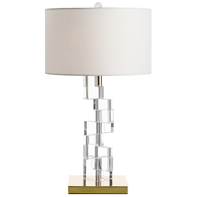 Настольная лампа Leuan Glass Cubes Lampshade Table Lamp Латунь Прозрачное Стекло Молочный во Владивостоке | Loft Concept 
